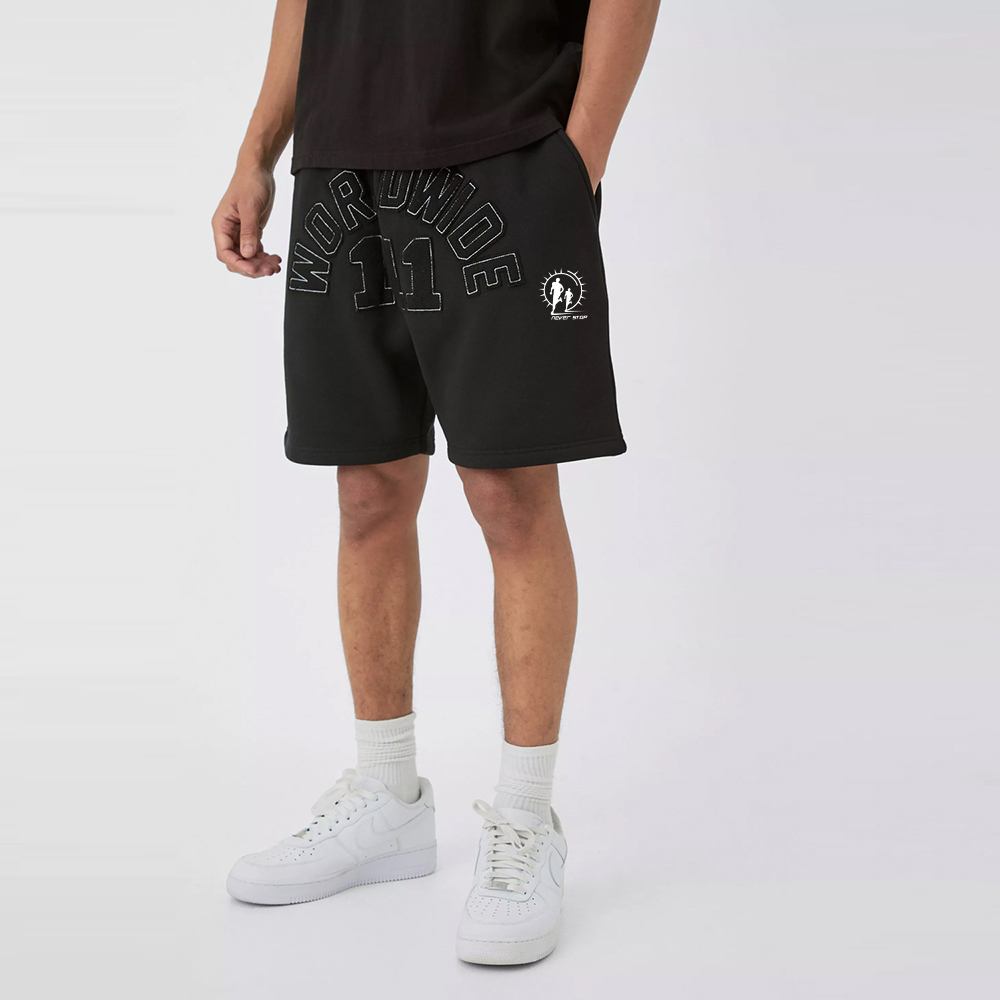 Relaxed Mid Length Waffle Applique Shorts