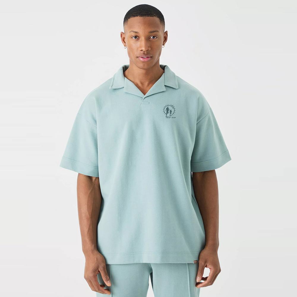 Oversized Man Heavy Interlock Revere Polo