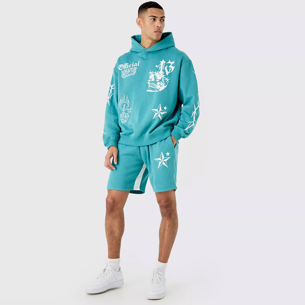 Oversized Embroidered Borg Hooded Tracksuit