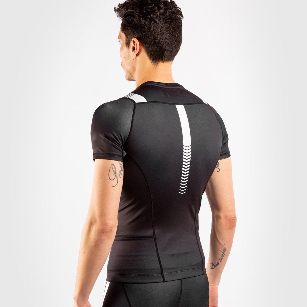 Short Sleeves Rash Guard Black White