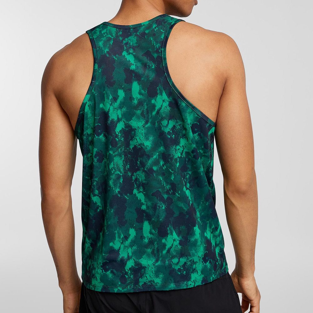 Low armhole micro-perforated printed tank top